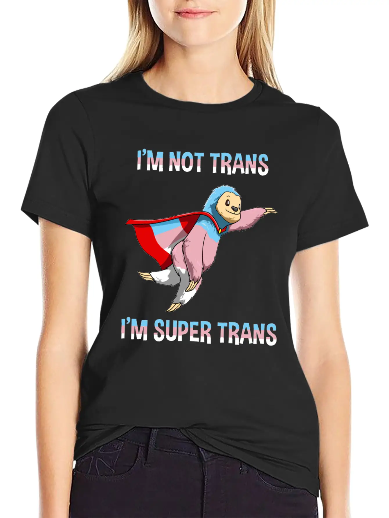 Funny Super Transgender Sloth Gift Stylish Everyday T-Shirt – Unisex Basic Cotton Tee