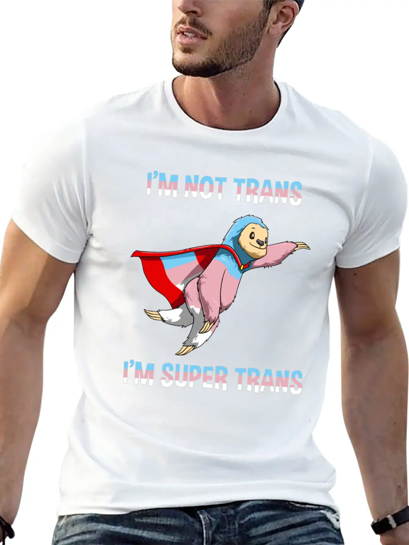 Funny Super Transgender Sloth Gift Stylish Everyday T-Shirt – Unisex Basic Cotton Tee