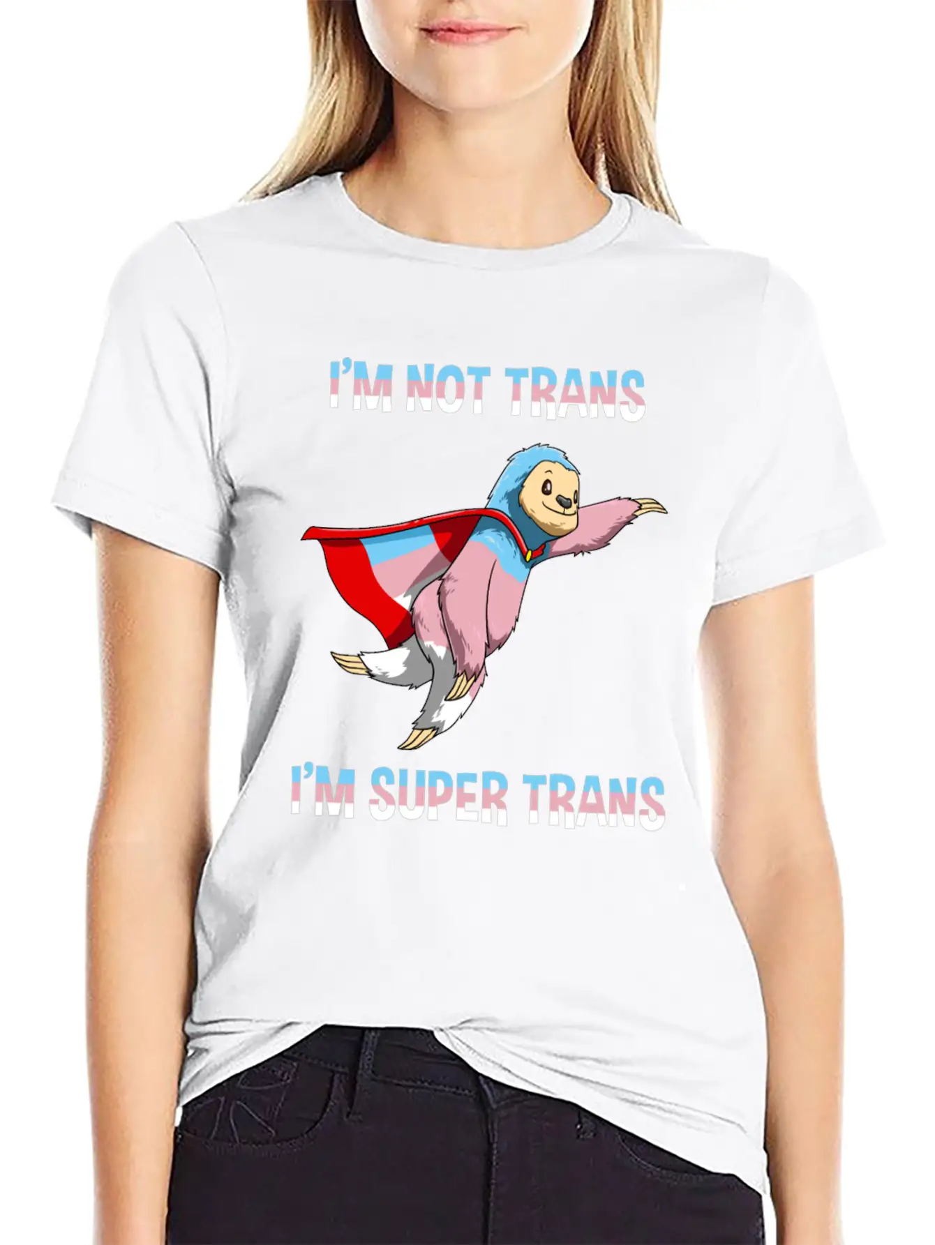 Funny Super Transgender Sloth Gift Stylish Everyday T-Shirt – Unisex Basic Cotton Tee