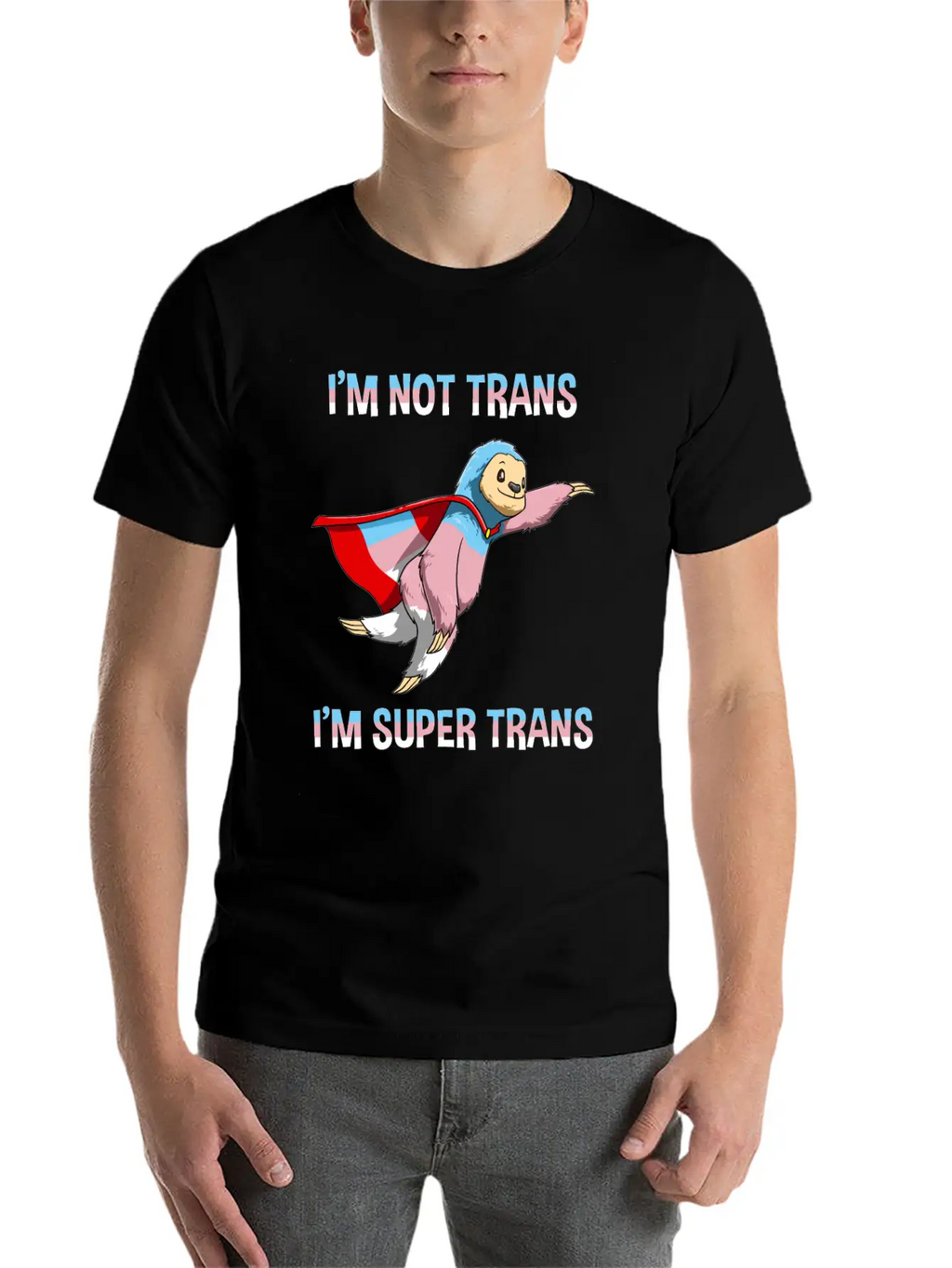 Funny Super Transgender Sloth Gift Stylish Everyday T-Shirt – Unisex Basic Cotton Tee