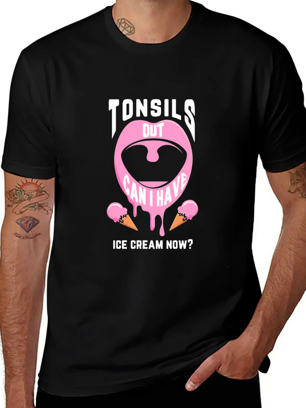 Funny Tonsil Surgery Ice Cream Get Well Recovery Unisex Casual T-Shirt – Clean Design For Daily Comfort