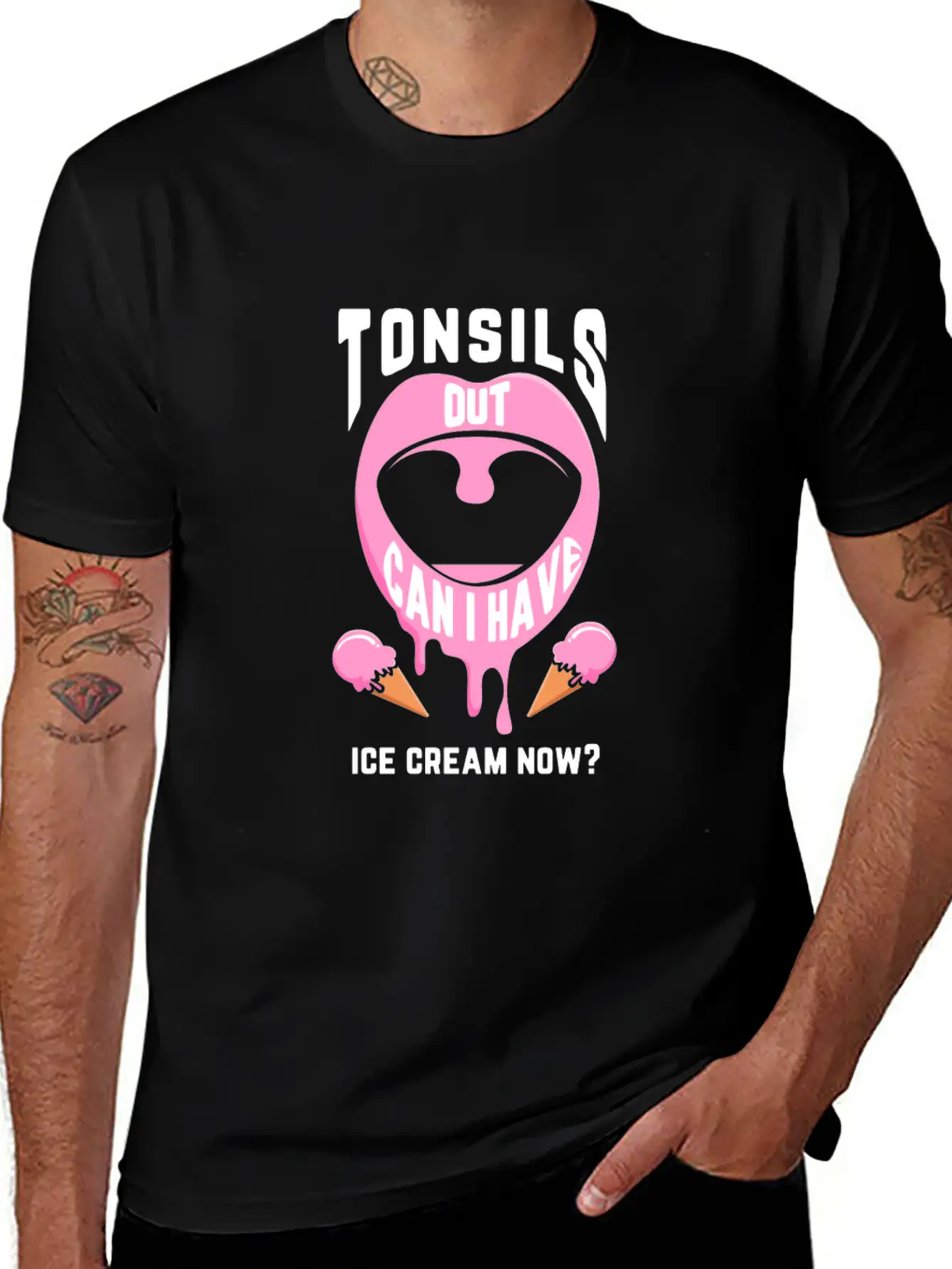 Funny Tonsil Surgery Ice Cream Get Well Recovery Unisex Casual T-Shirt – Clean Design For Daily Comfort