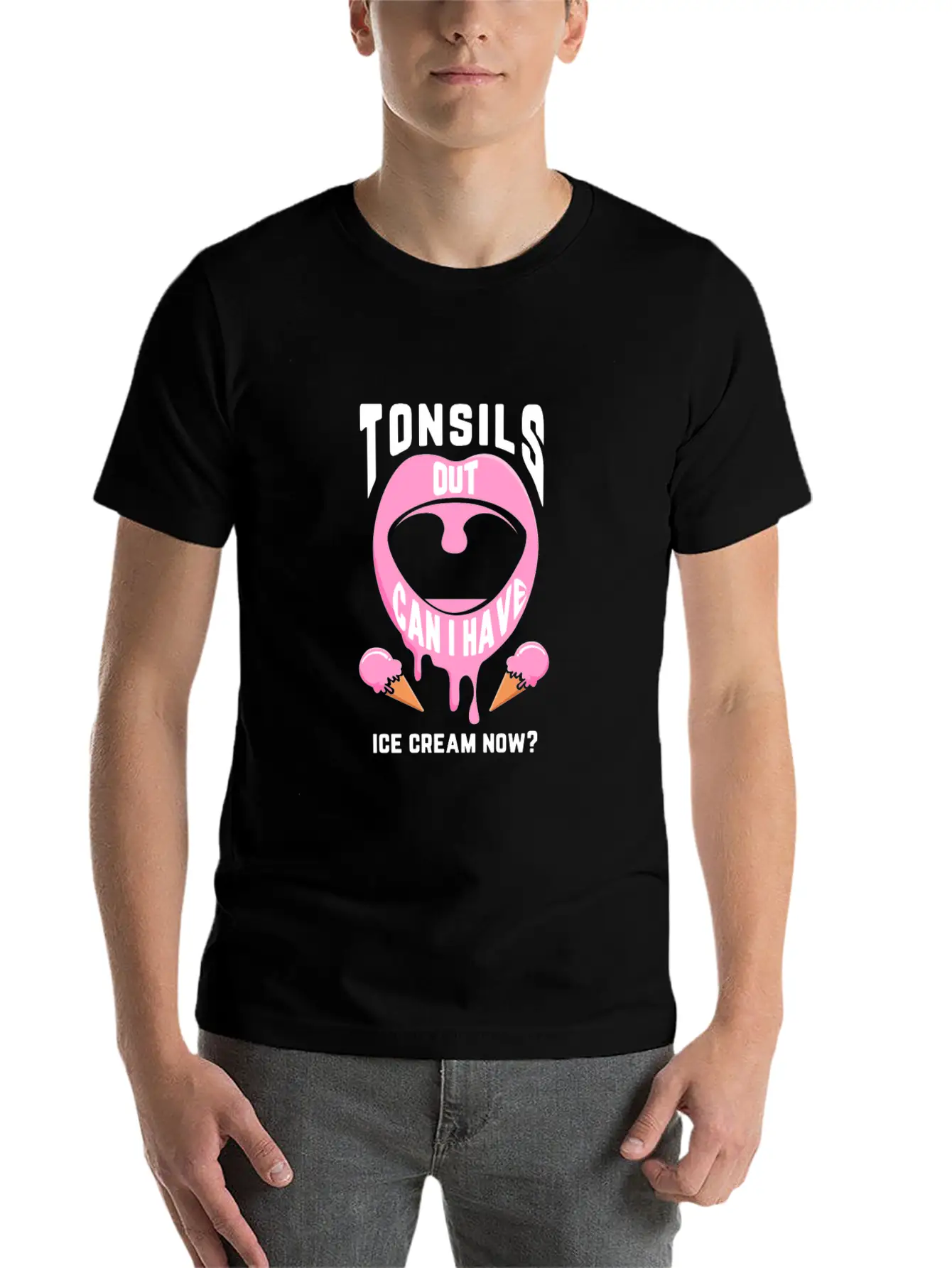 Funny Tonsil Surgery Ice Cream Get Well Recovery Unisex Casual T-Shirt – Clean Design For Daily Comfort