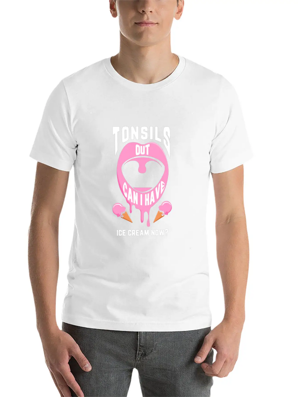 Funny Tonsil Surgery Ice Cream Get Well Recovery Unisex Casual T-Shirt – Clean Design For Daily Comfort