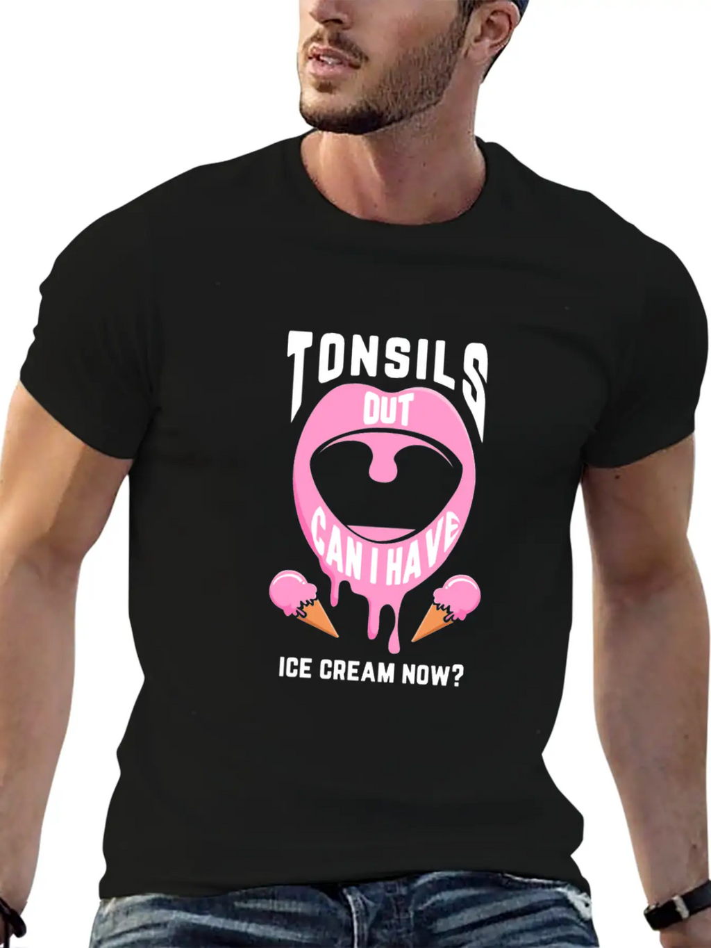 Funny Tonsil Surgery Ice Cream Get Well Recovery Unisex Casual T-Shirt – Clean Design For Daily Comfort