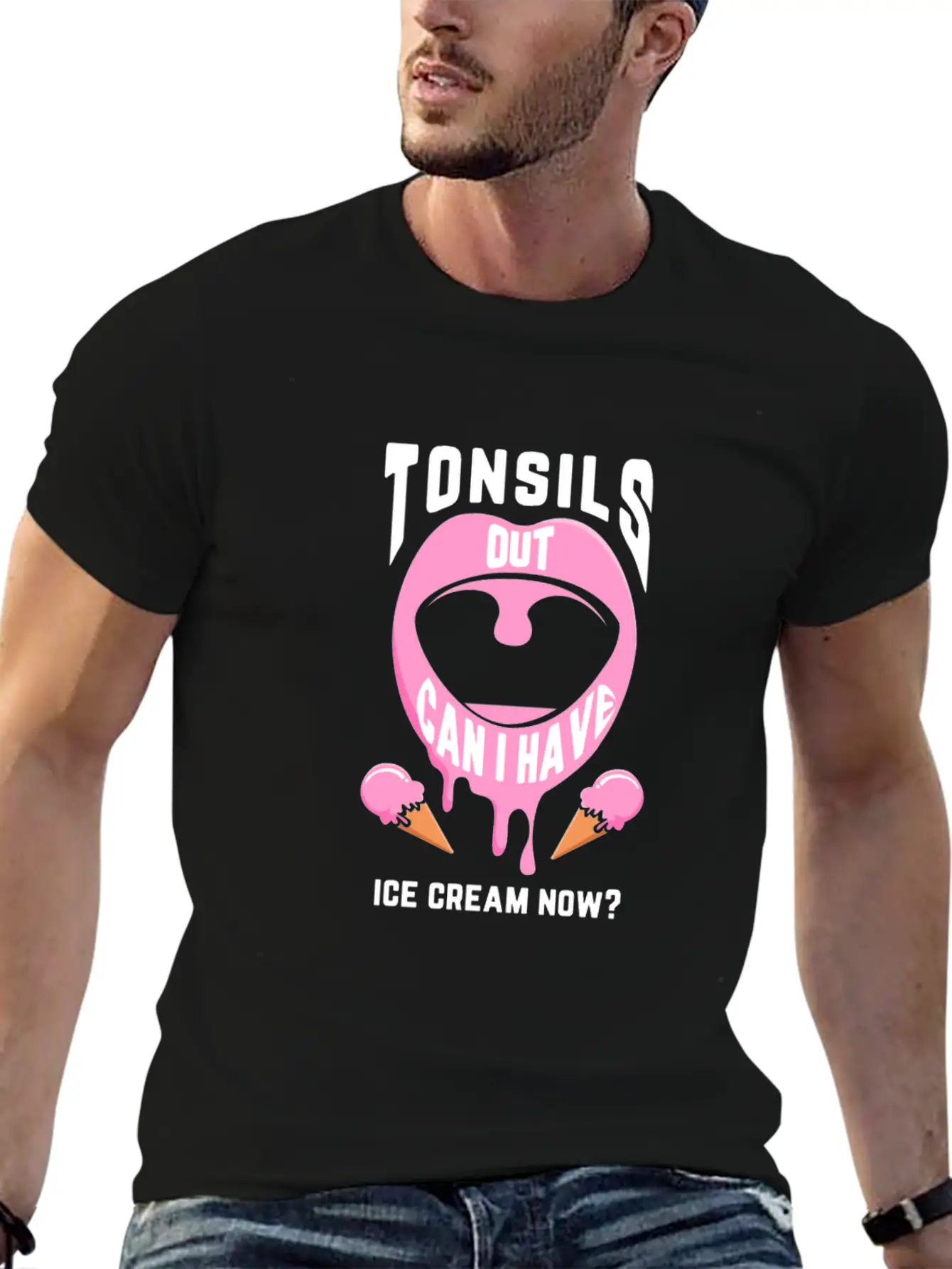 Funny Tonsil Surgery Ice Cream Get Well Recovery Unisex Casual T-Shirt – Clean Design For Daily Comfort