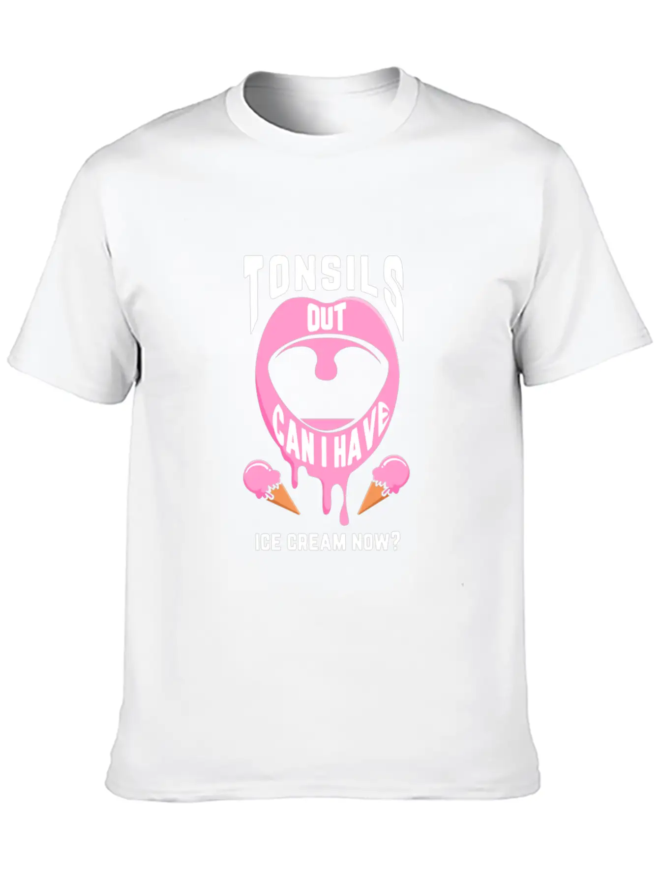 Funny Tonsil Surgery Ice Cream Get Well Recovery Unisex Casual T-Shirt – Clean Design For Daily Comfort