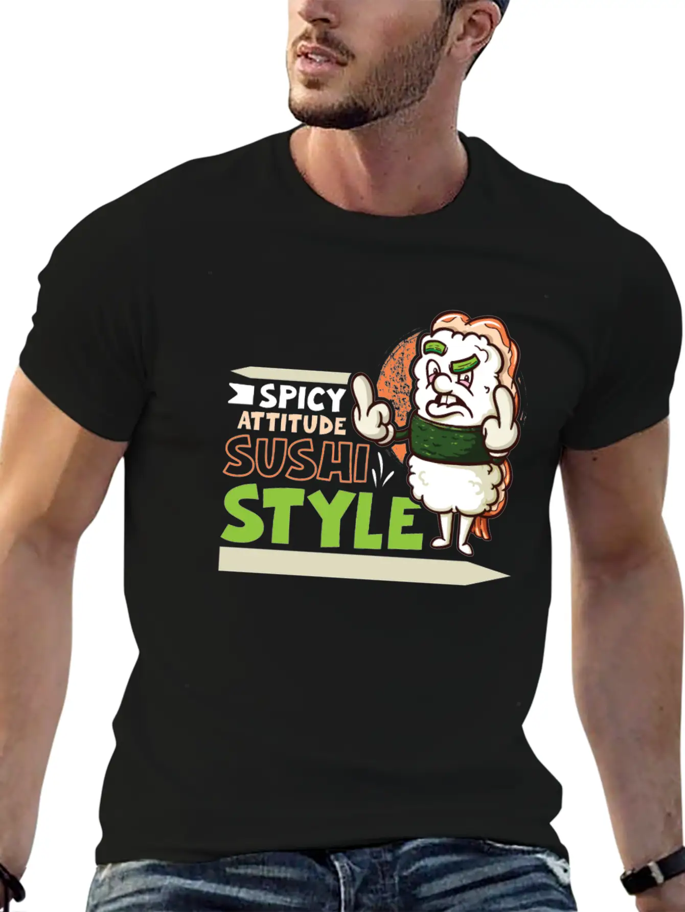 Funny Unhappy Sushi Japanese Food Miso-Unhappy Unisex Casual T-Shirt – Clean Design For Daily Comfort