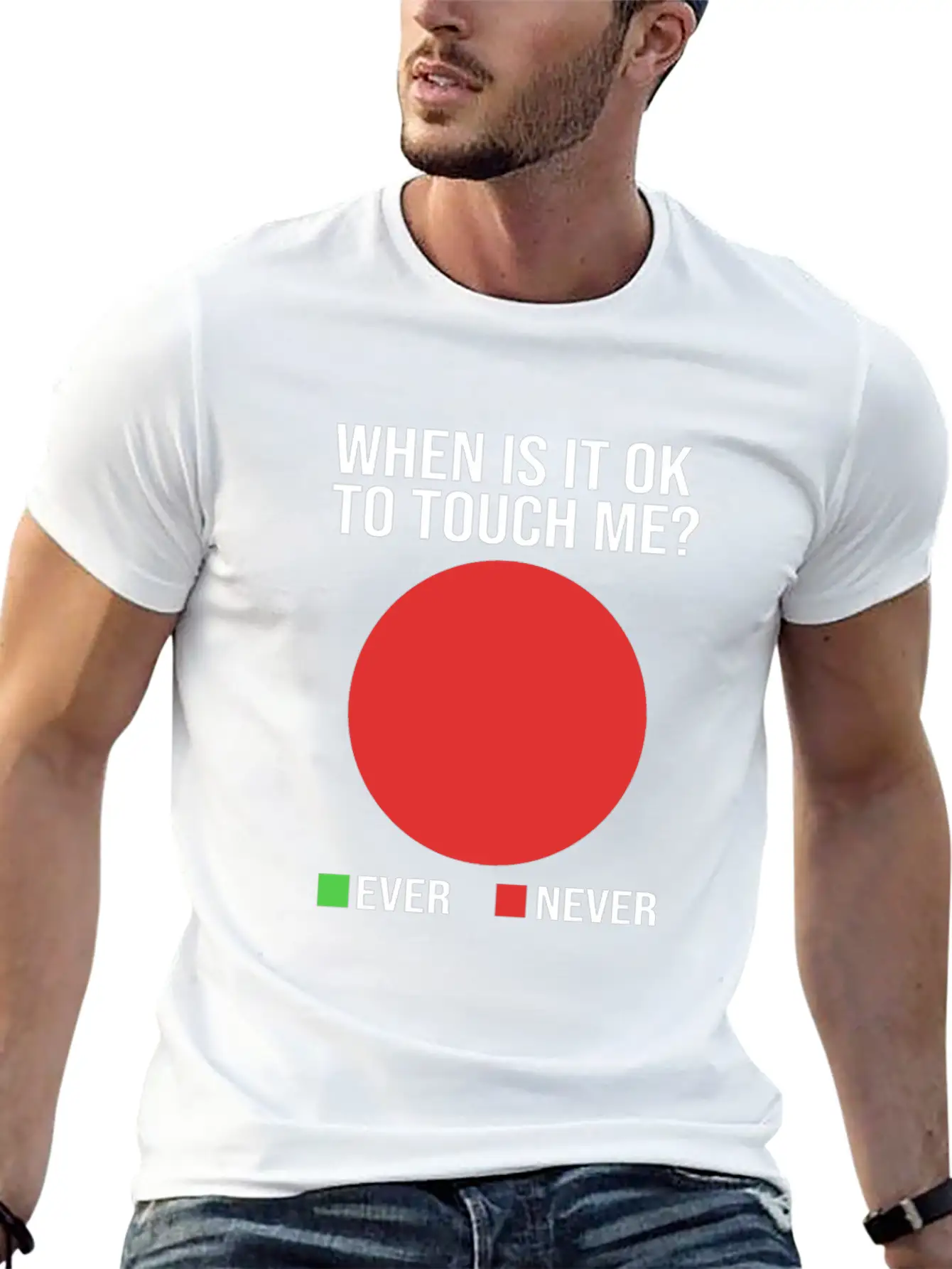 Funny When Is It Okay To Touch Me Never Introvert Breathable Soft Cotton T-Shirt – Timeless Casual Look
