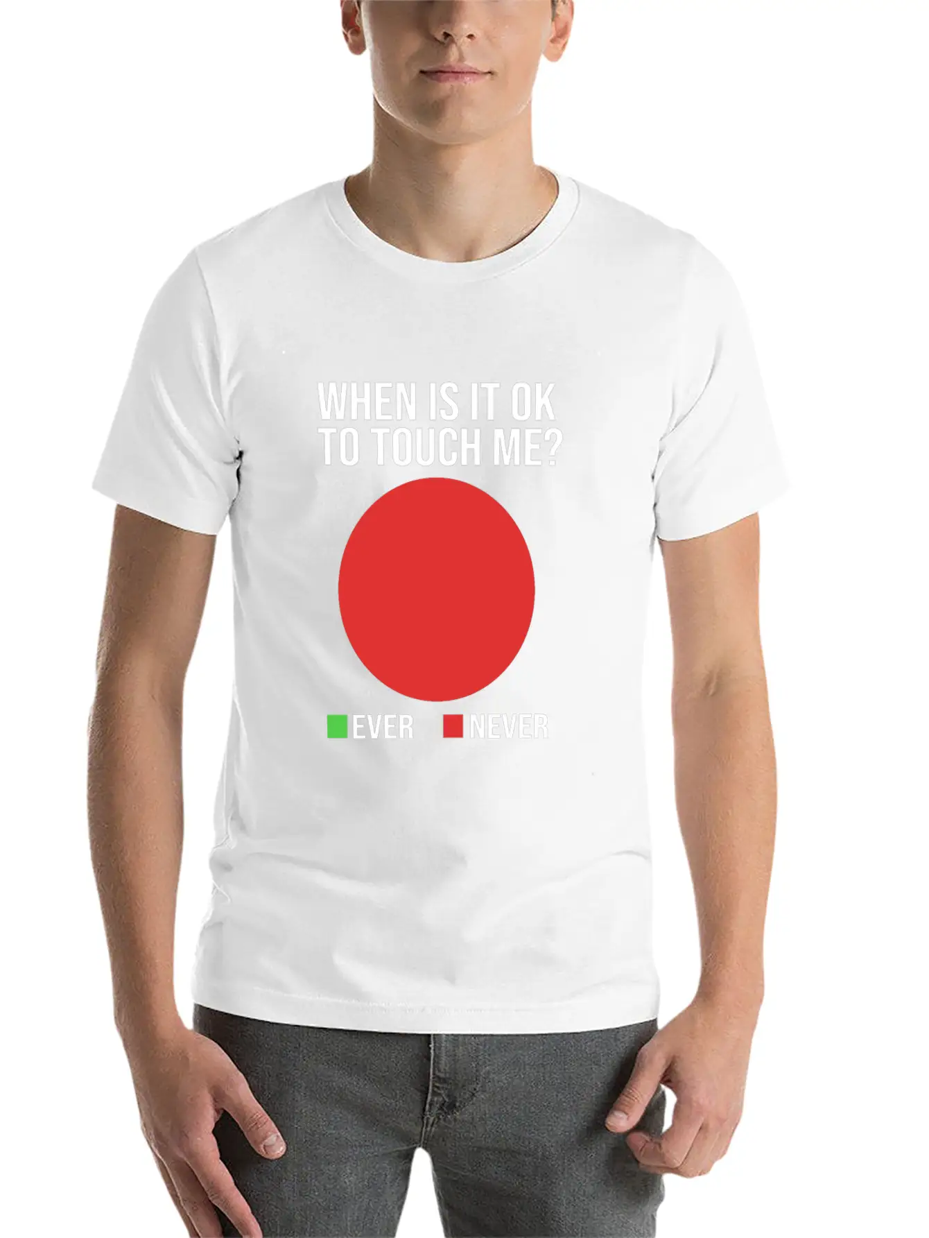 Funny When Is It Okay To Touch Me Never Introvert Breathable Soft Cotton T-Shirt – Timeless Casual Look