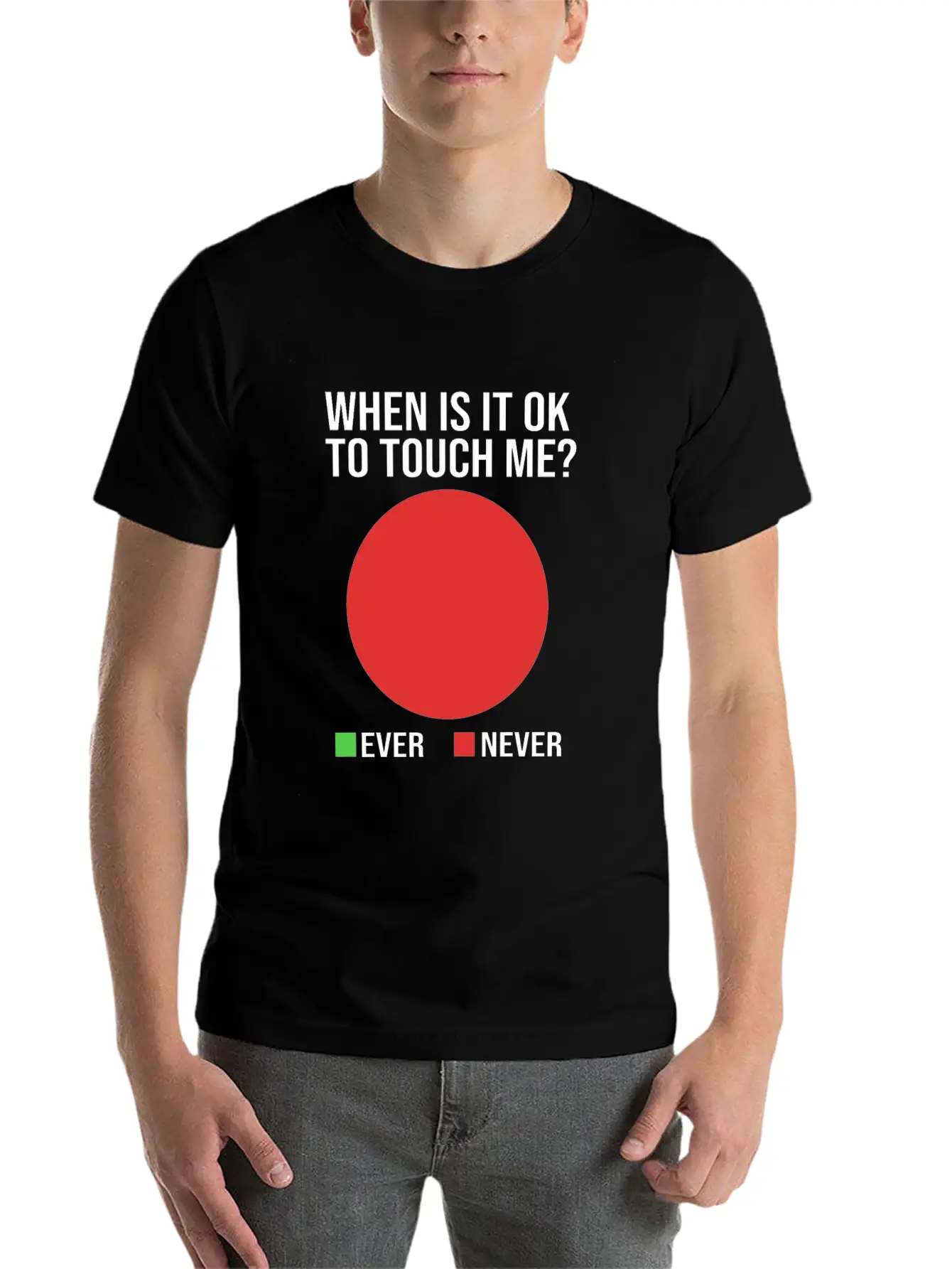 Funny When Is It Okay To Touch Me Never Introvert Breathable Soft Cotton T-Shirt – Timeless Casual Look