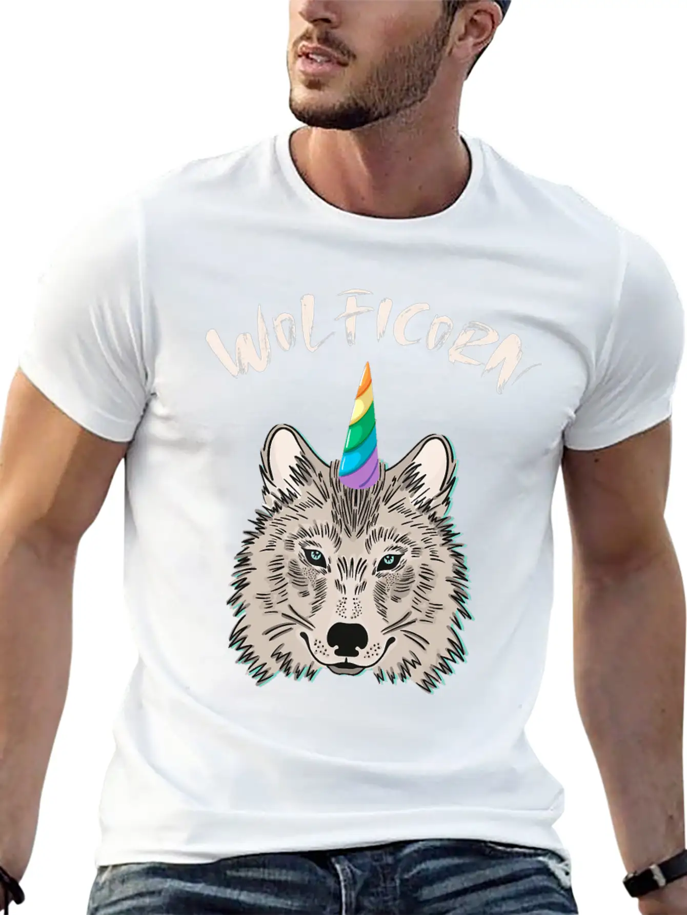 Funny Wolficorn Unicorn Wolf Halloween Party Easy Breathable Soft Cotton T-Shirt – Timeless Casual Look
