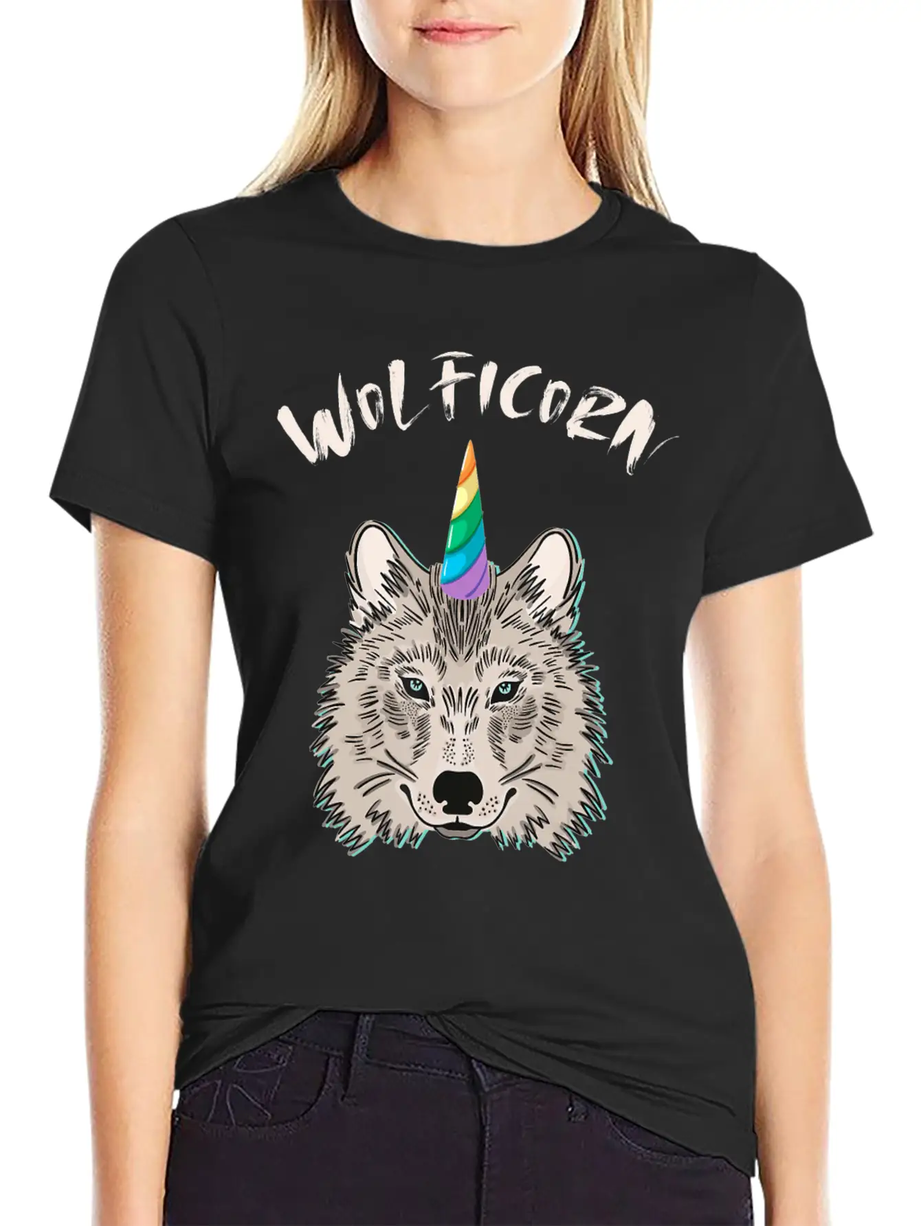 Funny Wolficorn Unicorn Wolf Halloween Party Easy Breathable Soft Cotton T-Shirt – Timeless Casual Look