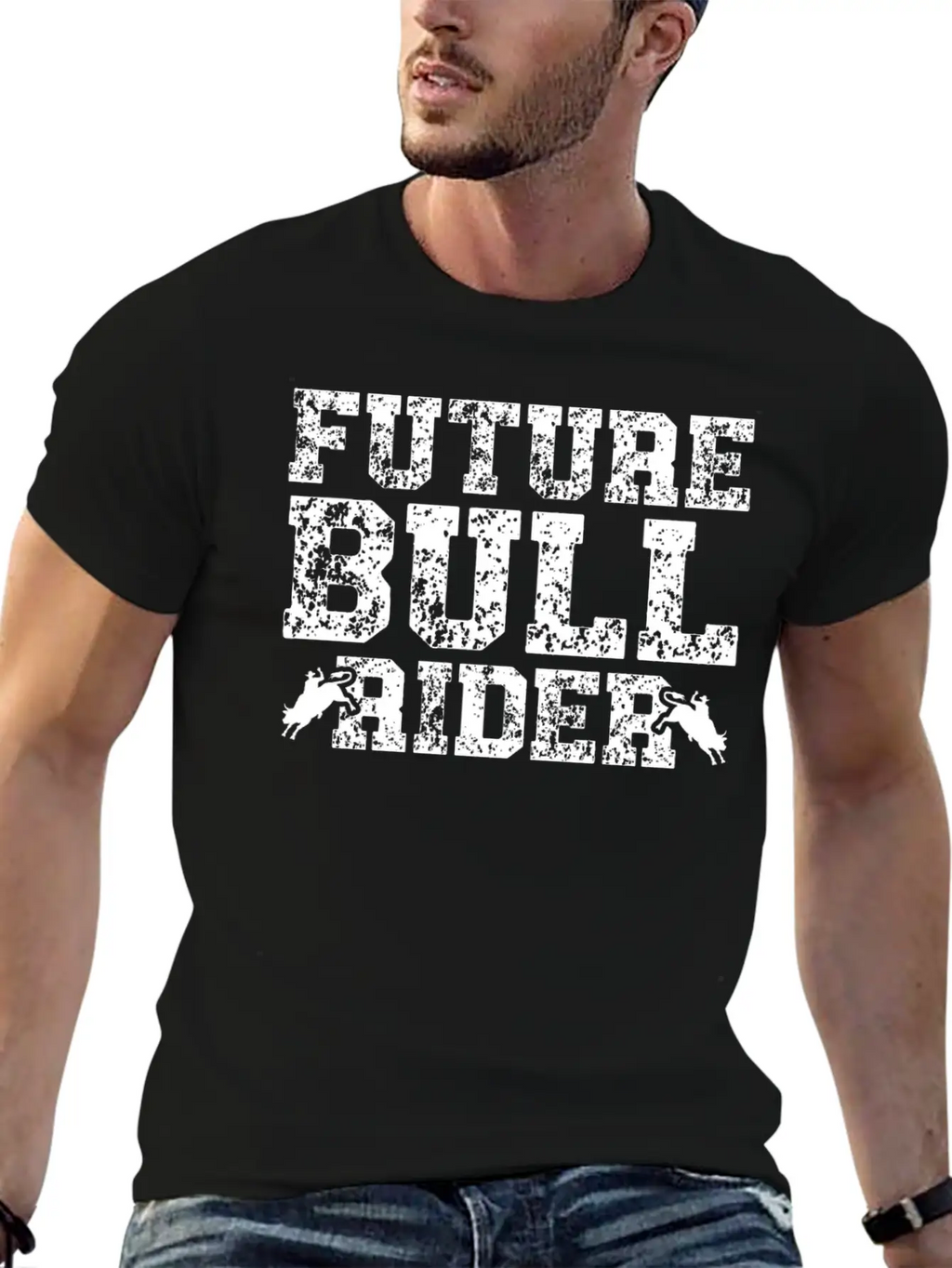 Future Bull Rider Bull Riding Western Rodeo Cowboy Unisex Short Sleeve Soft Cotton T-Shirt – Casual Everyday Wear