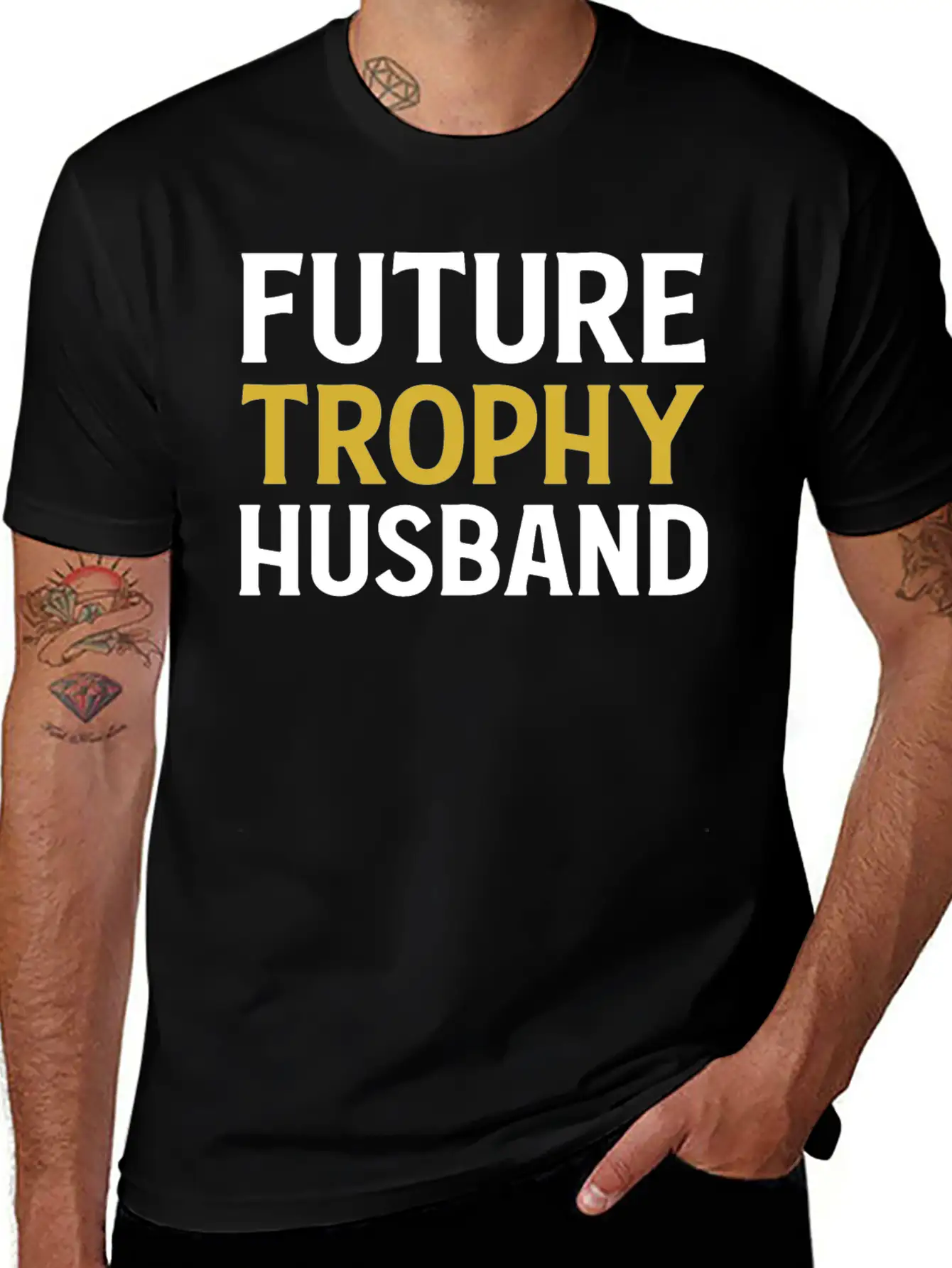 Future Trophy Husband Funny Husband To Be Unisex Short Sleeve Soft Cotton T-Shirt – Casual Everyday Wear