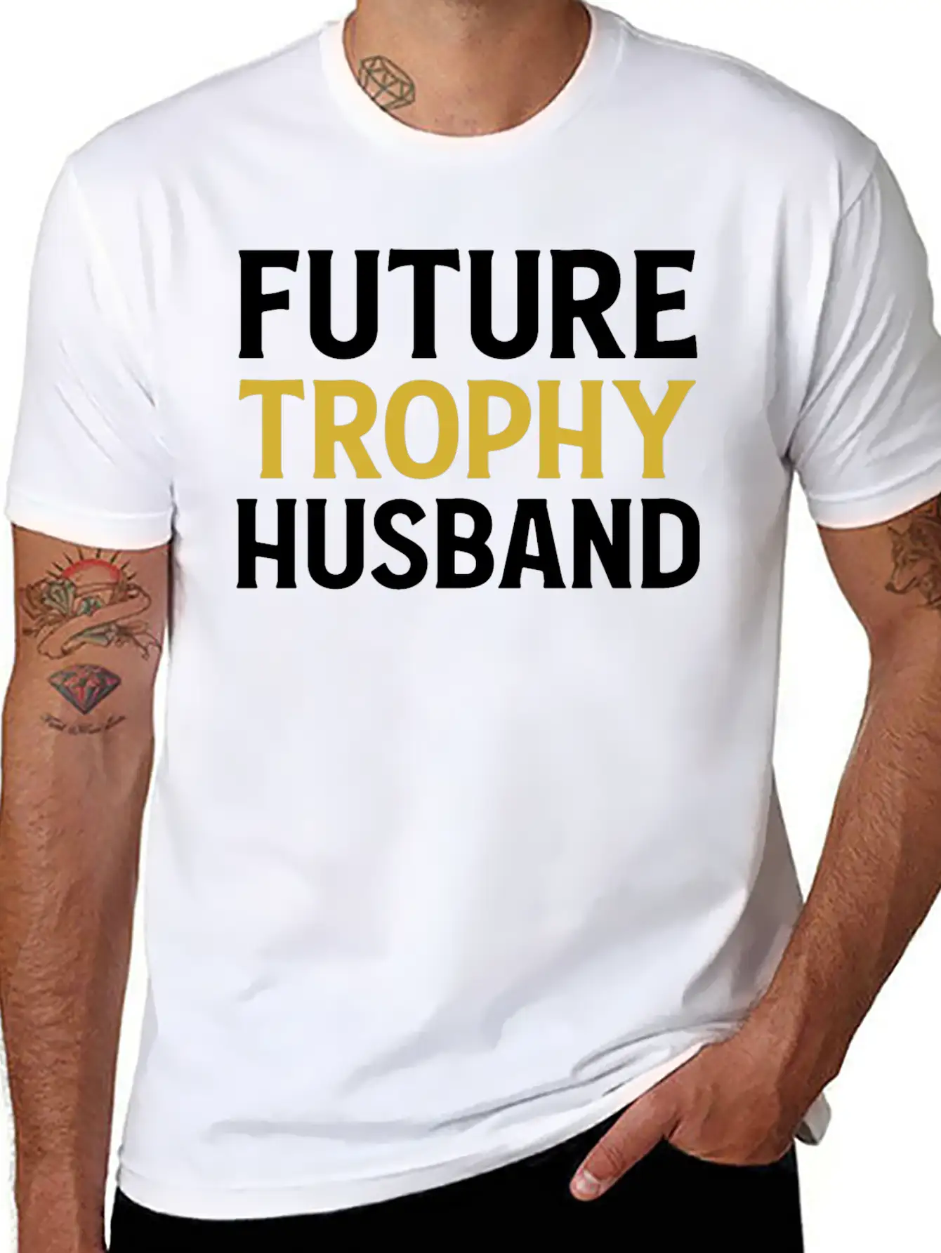 Future Trophy Husband Funny Husband To Be Unisex Short Sleeve Soft Cotton T-Shirt – Casual Everyday Wear