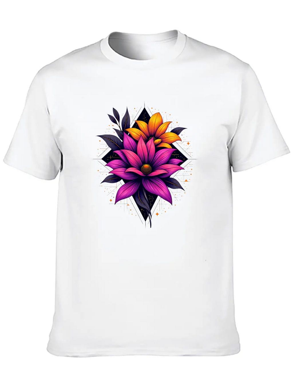 Futuristic Bloom Flower Essential Cotton Tee For Daily Outfits – Unisex Style