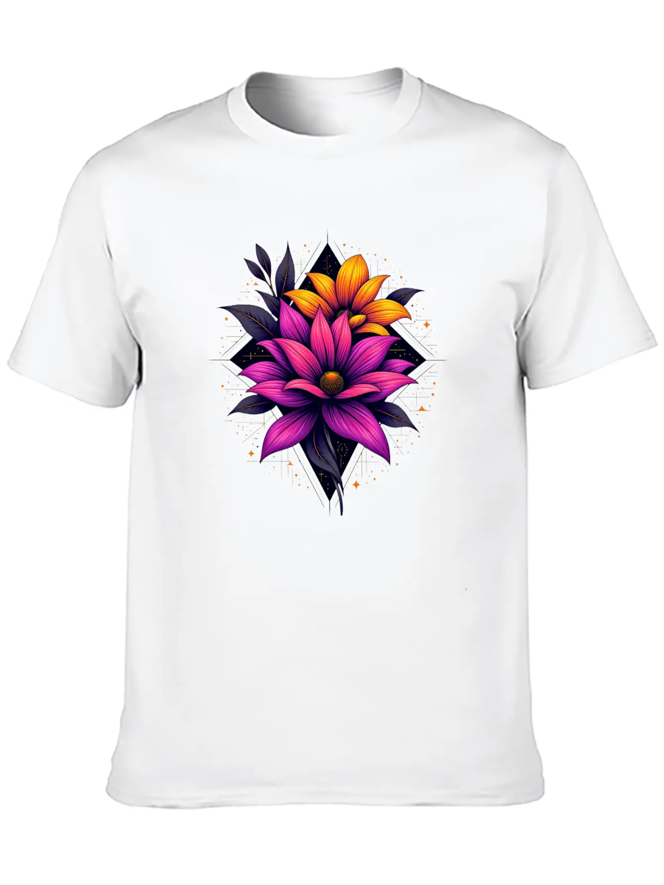 Futuristic Bloom Flower Essential Cotton Tee For Daily Outfits – Unisex Style