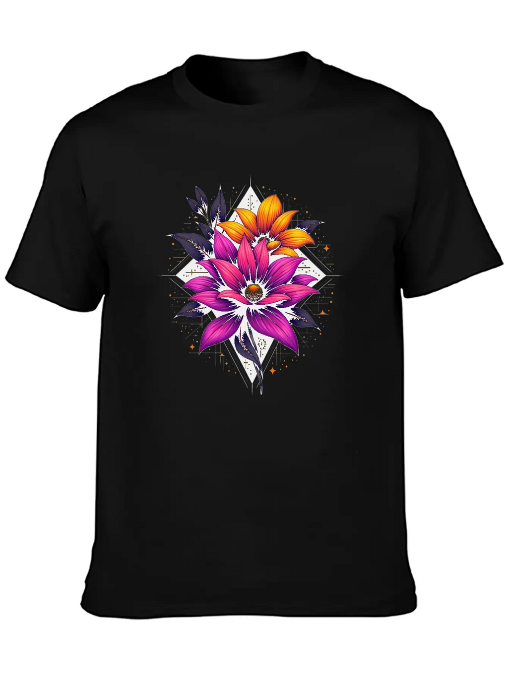 Futuristic Bloom Flower Essential Cotton Tee For Daily Outfits – Unisex Style