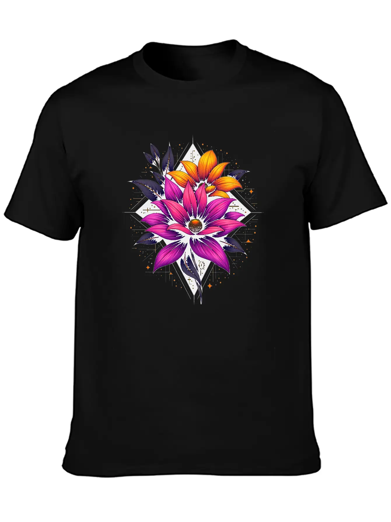Futuristic Bloom Flower Essential Cotton Tee For Daily Outfits – Unisex Style