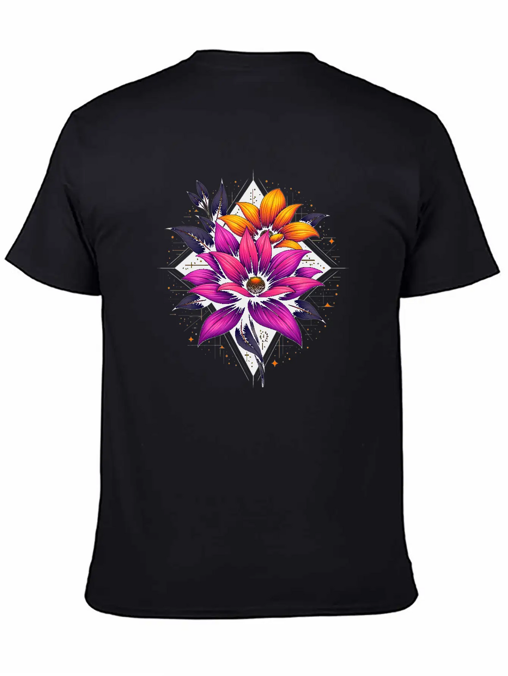 Futuristic Bloom Flower Essential Cotton Tee For Daily Outfits – Unisex Style
