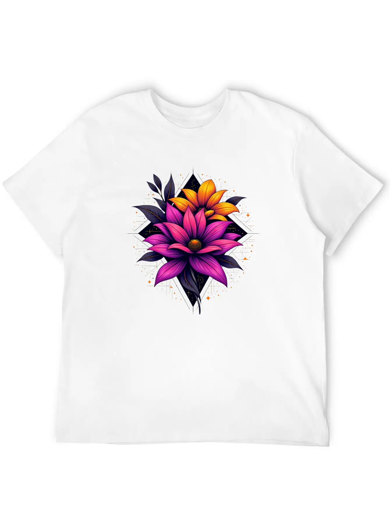 Futuristic Bloom Flower Essential Cotton Tee For Daily Outfits – Unisex Style