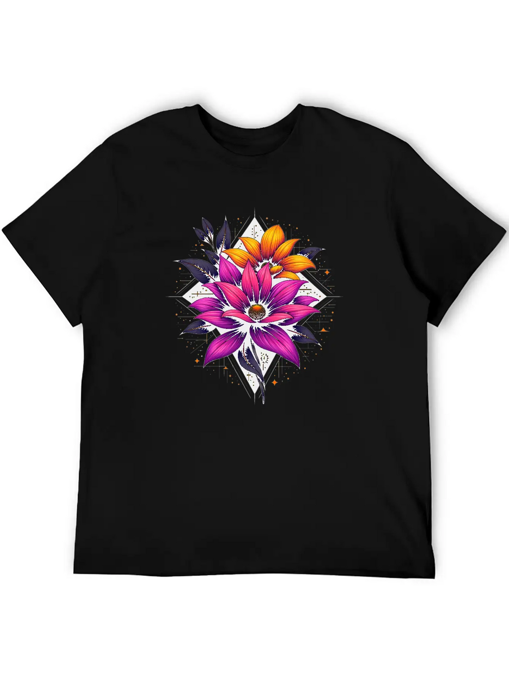 Futuristic Bloom Flower Essential Cotton Tee For Daily Outfits – Unisex Style