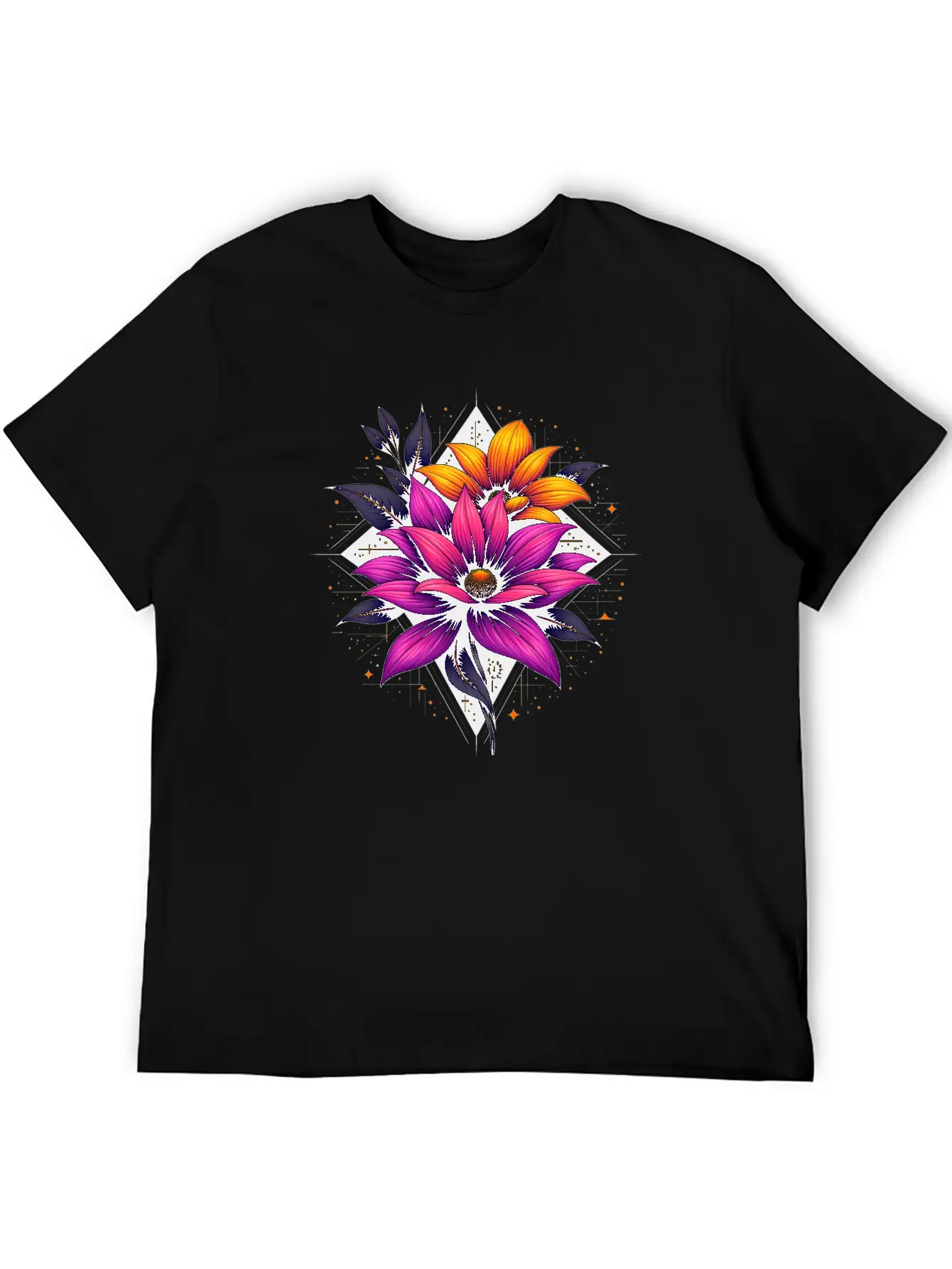 Futuristic Bloom Flower Essential Cotton Tee For Daily Outfits – Unisex Style