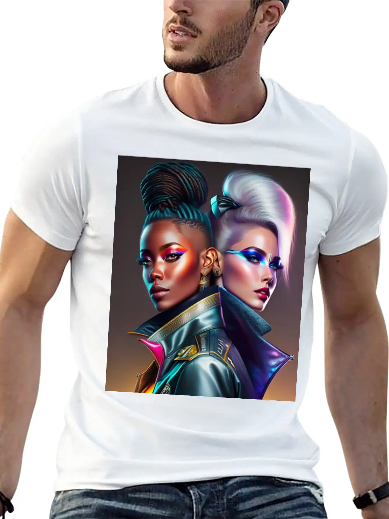 Futuristic Couple Cyberpunk Style 2 Casual Graphic T-Shirt – Simple And Comfortable Daily Wear