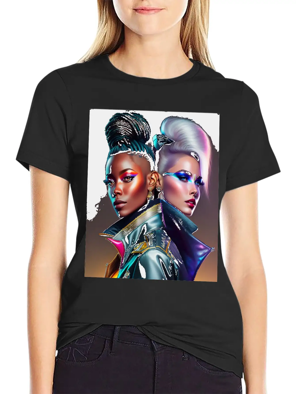 Futuristic Couple Cyberpunk Style 2 Casual Graphic T-Shirt – Simple And Comfortable Daily Wear