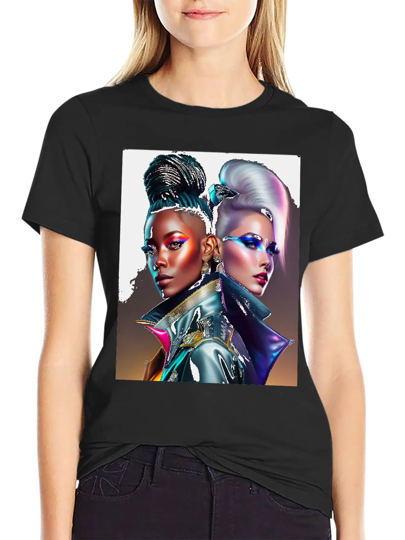 Futuristic Couple Cyberpunk Style 2 Casual Graphic T-Shirt – Simple And Comfortable Daily Wear