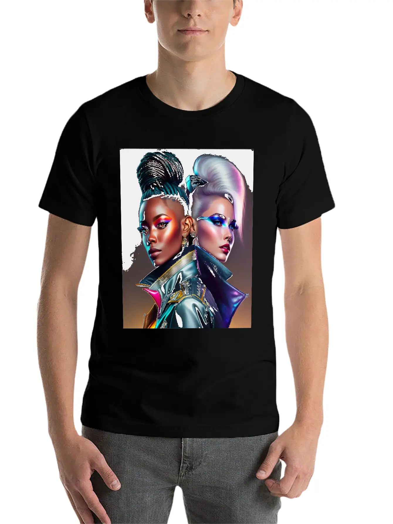 Futuristic Couple Cyberpunk Style 2 Casual Graphic T-Shirt – Simple And Comfortable Daily Wear