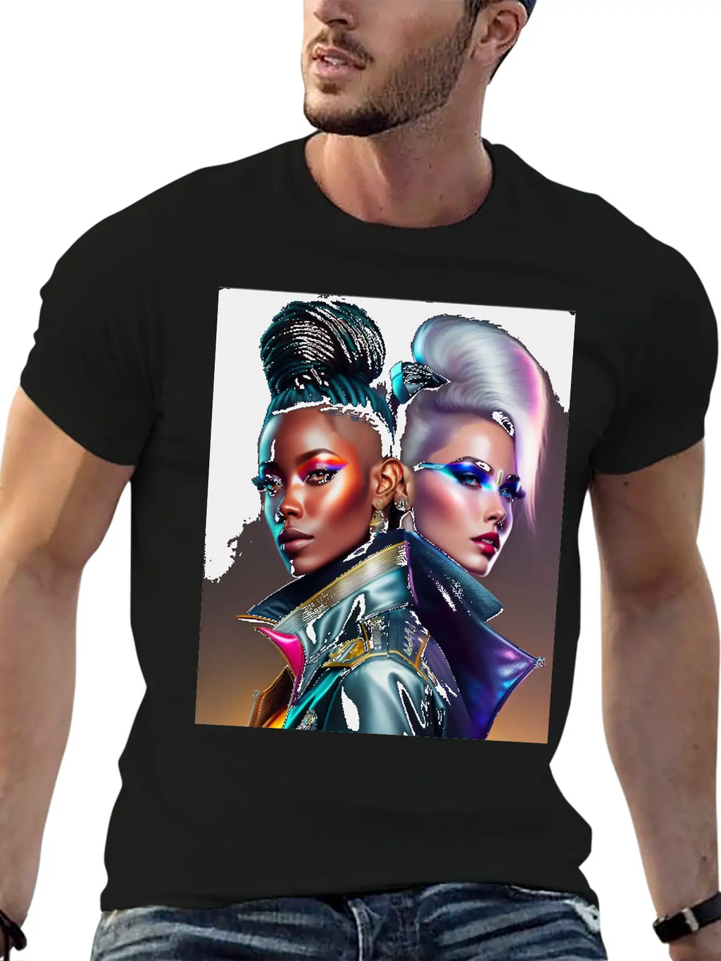 Futuristic Couple Cyberpunk Style 2 Casual Graphic T-Shirt – Simple And Comfortable Daily Wear