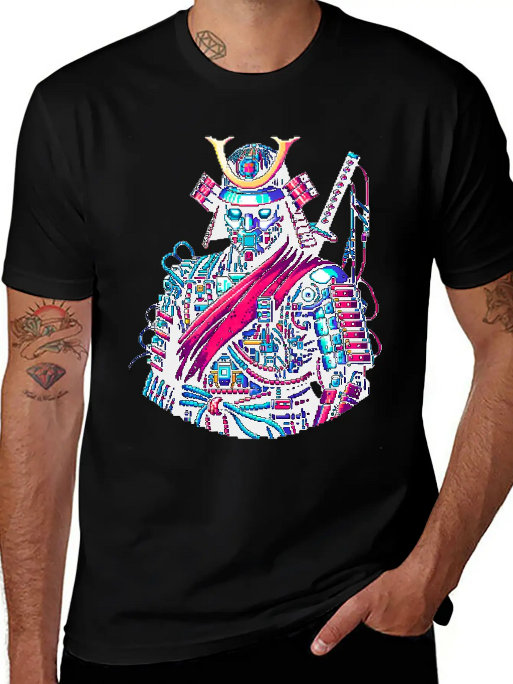 Futuristic Samurai Warrior - Pixel Art Design Unisex Casual T-Shirt – Clean Design For Daily Comfort