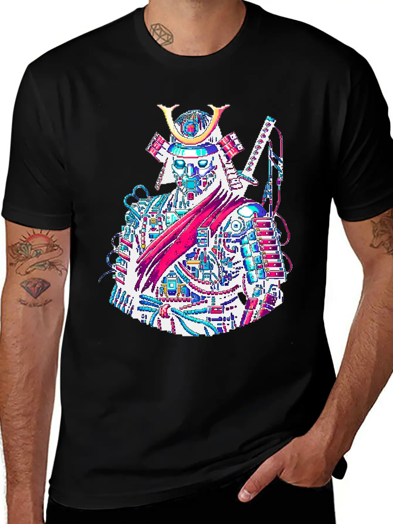 Futuristic Samurai Warrior - Pixel Art Design Unisex Casual T-Shirt – Clean Design For Daily Comfort