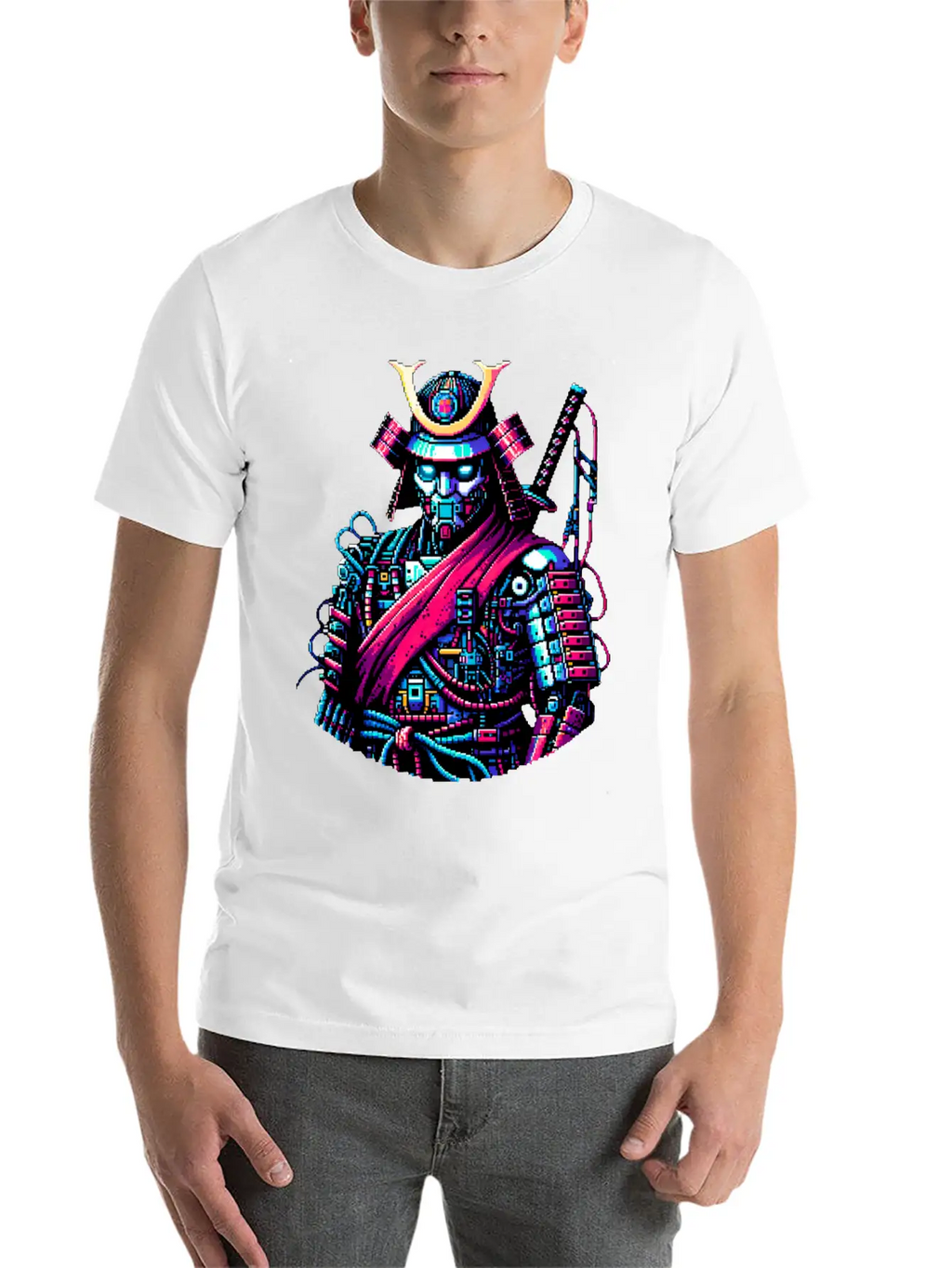 Futuristic Samurai Warrior - Pixel Art Design Unisex Casual T-Shirt – Clean Design For Daily Comfort
