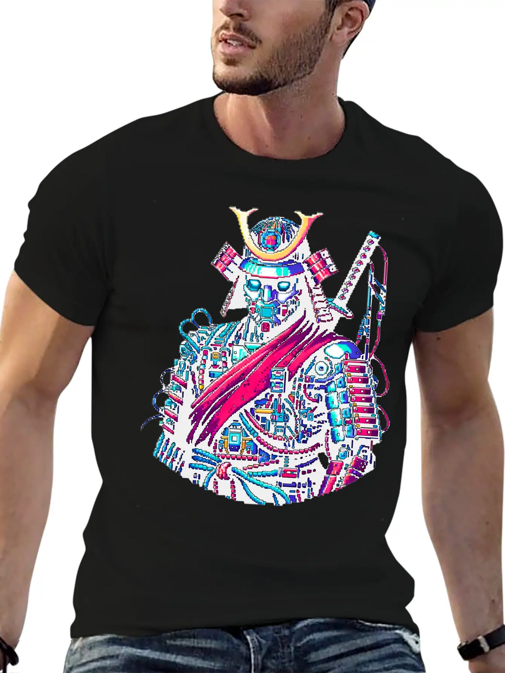 Futuristic Samurai Warrior - Pixel Art Design Unisex Casual T-Shirt – Clean Design For Daily Comfort