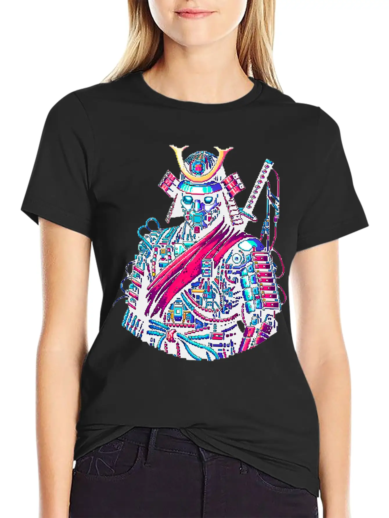 Futuristic Samurai Warrior - Pixel Art Design Unisex Casual T-Shirt – Clean Design For Daily Comfort