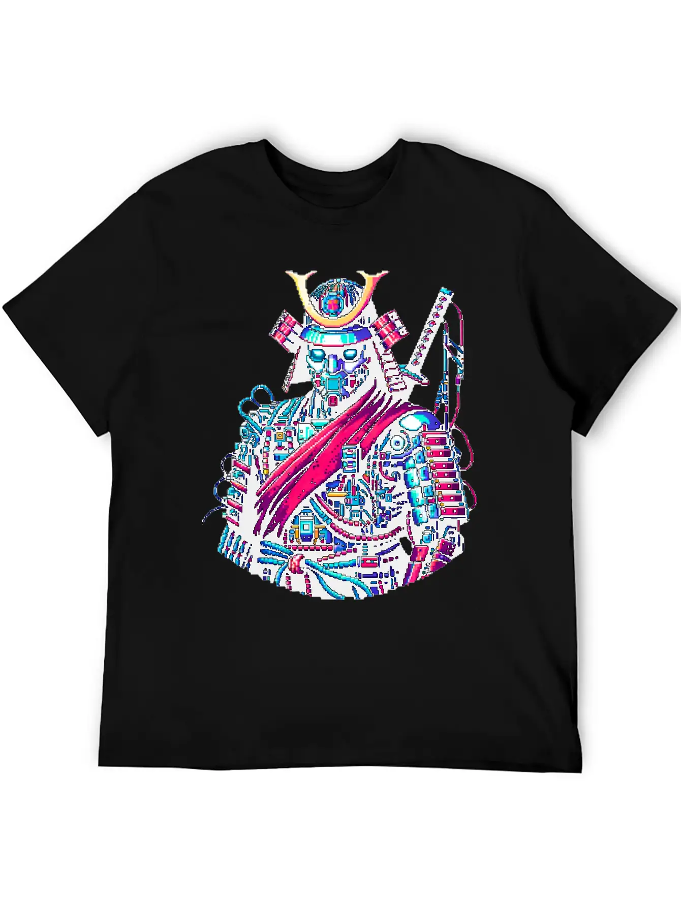 Futuristic Samurai Warrior - Pixel Art Design Unisex Casual T-Shirt – Clean Design For Daily Comfort