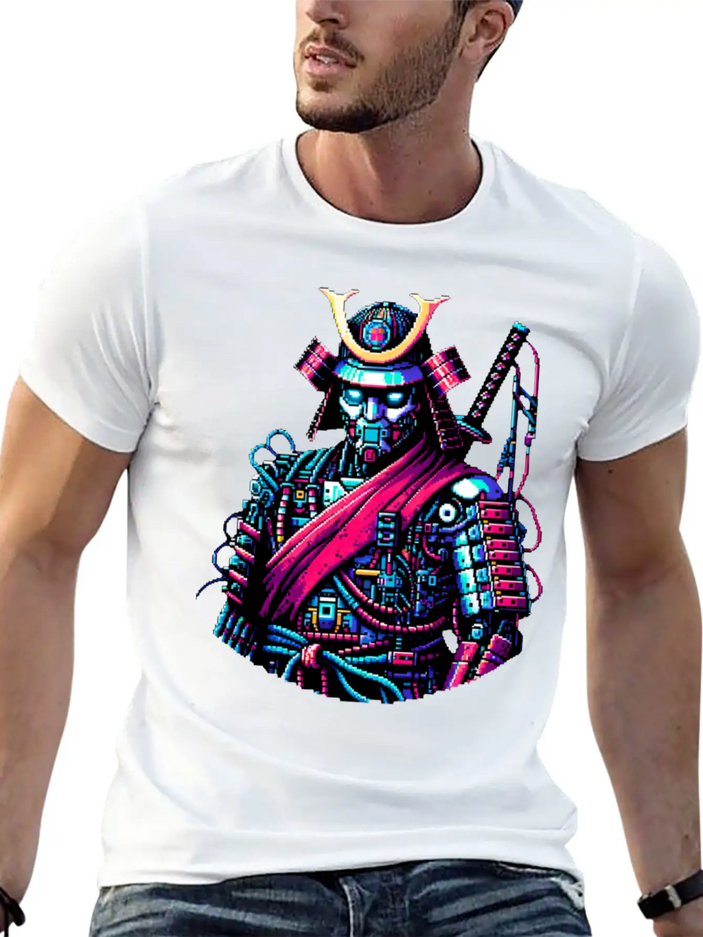 Futuristic Samurai Warrior - Pixel Art Design Unisex Casual T-Shirt – Clean Design For Daily Comfort