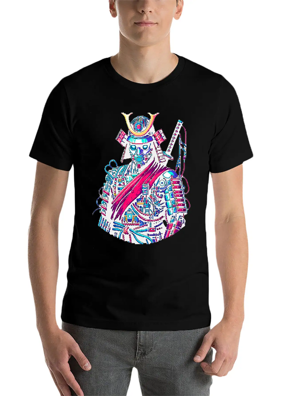 Futuristic Samurai Warrior - Pixel Art Design Unisex Casual T-Shirt – Clean Design For Daily Comfort