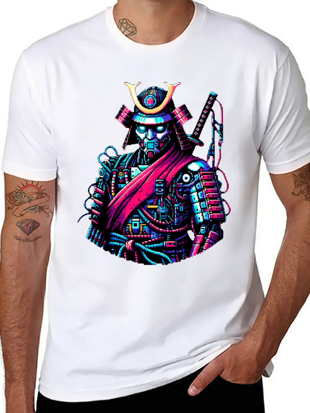 Futuristic Samurai Warrior - Pixel Art Design Unisex Casual T-Shirt – Clean Design For Daily Comfort