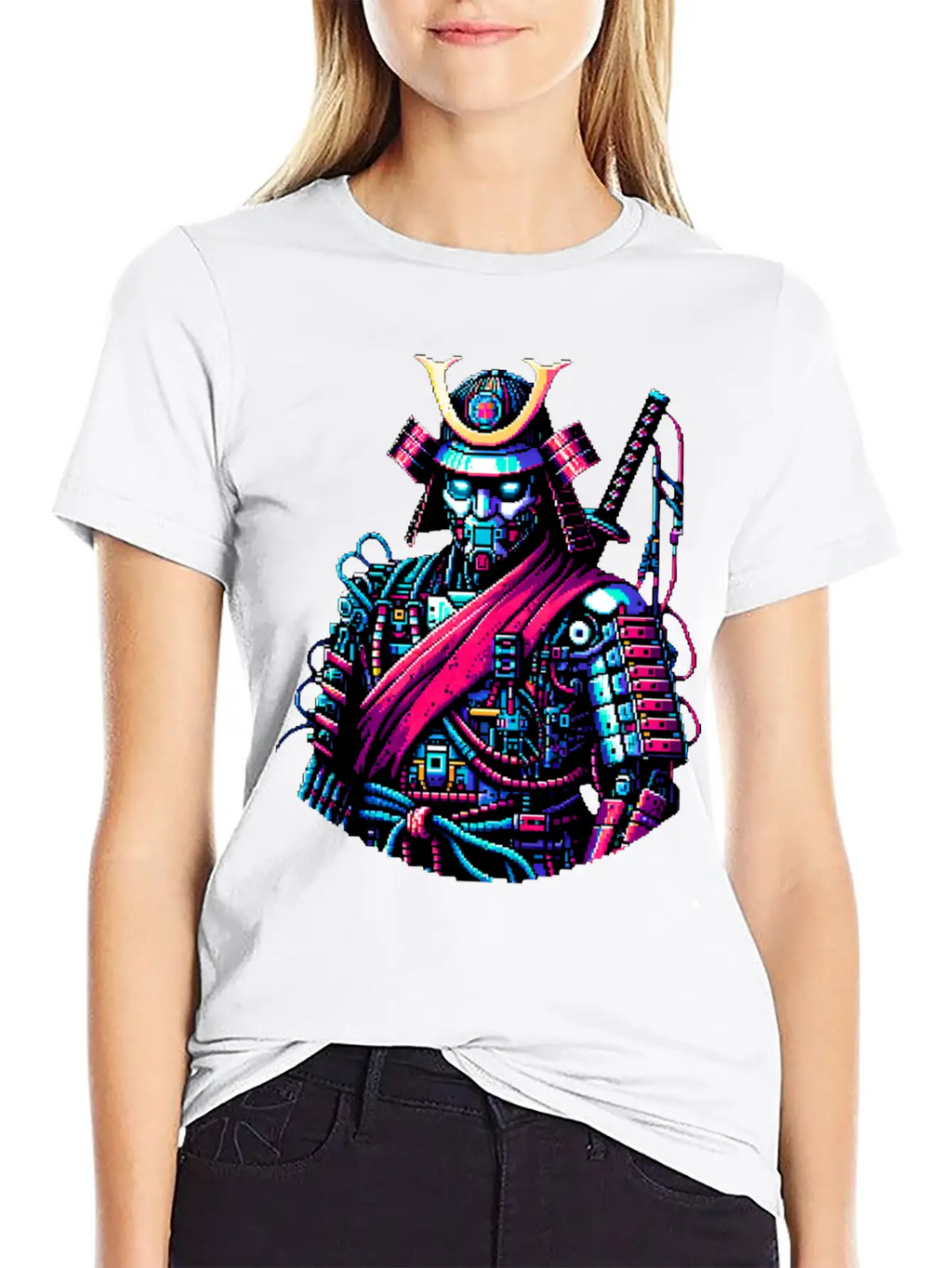 Futuristic Samurai Warrior - Pixel Art Design Unisex Casual T-Shirt – Clean Design For Daily Comfort