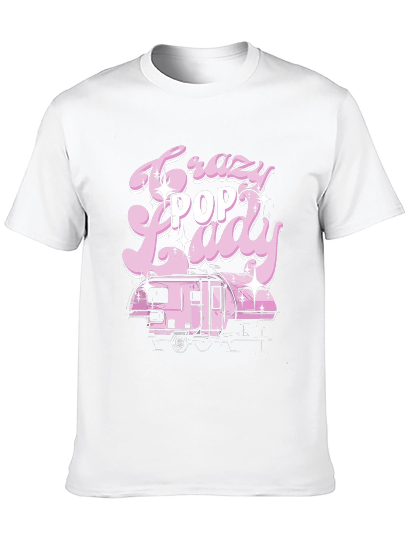 Crazy Pop Lady T-Shirt - Retro Camping Design
