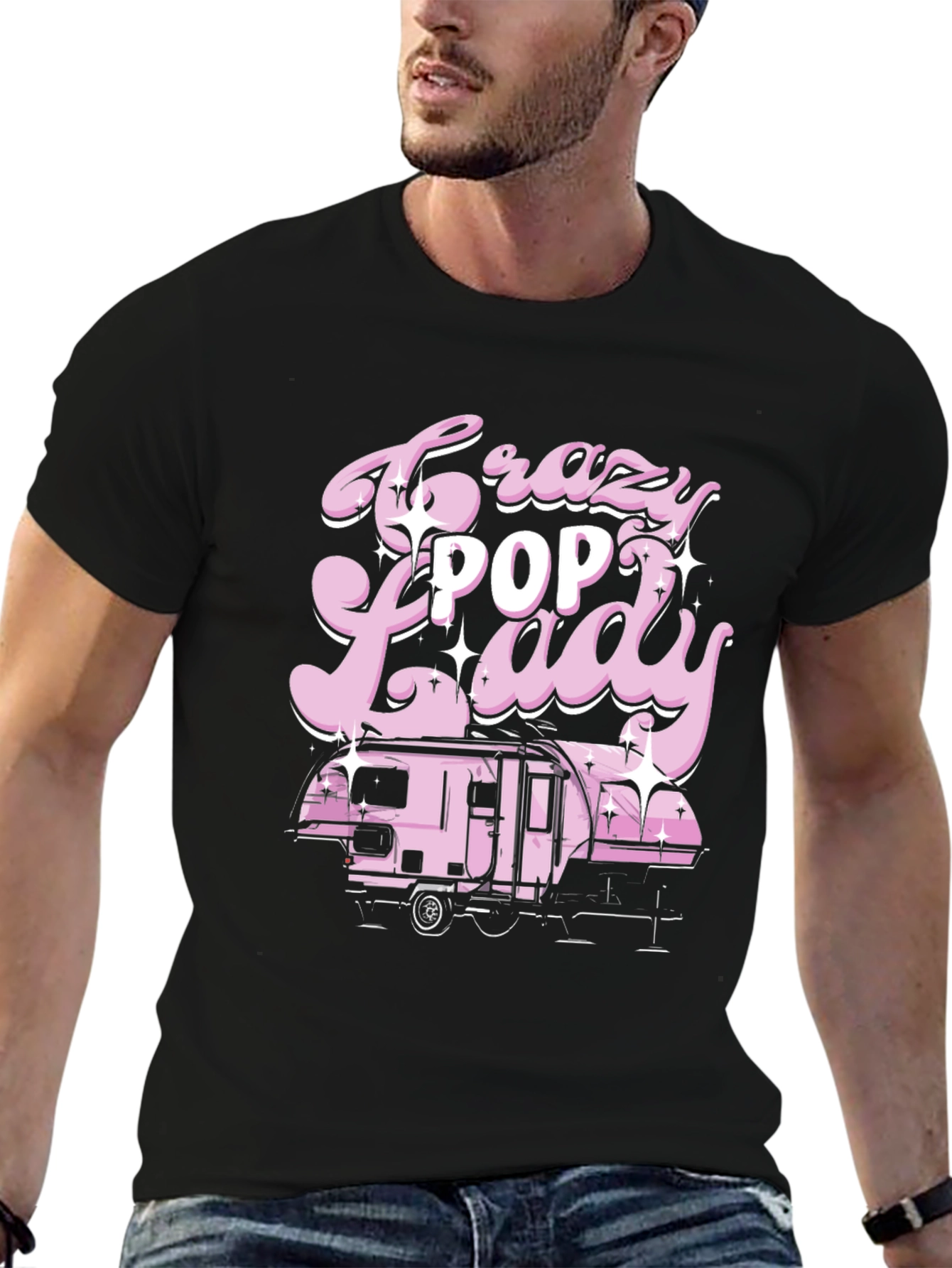 Crazy Pop Lady T-Shirt - Retro Camping Design