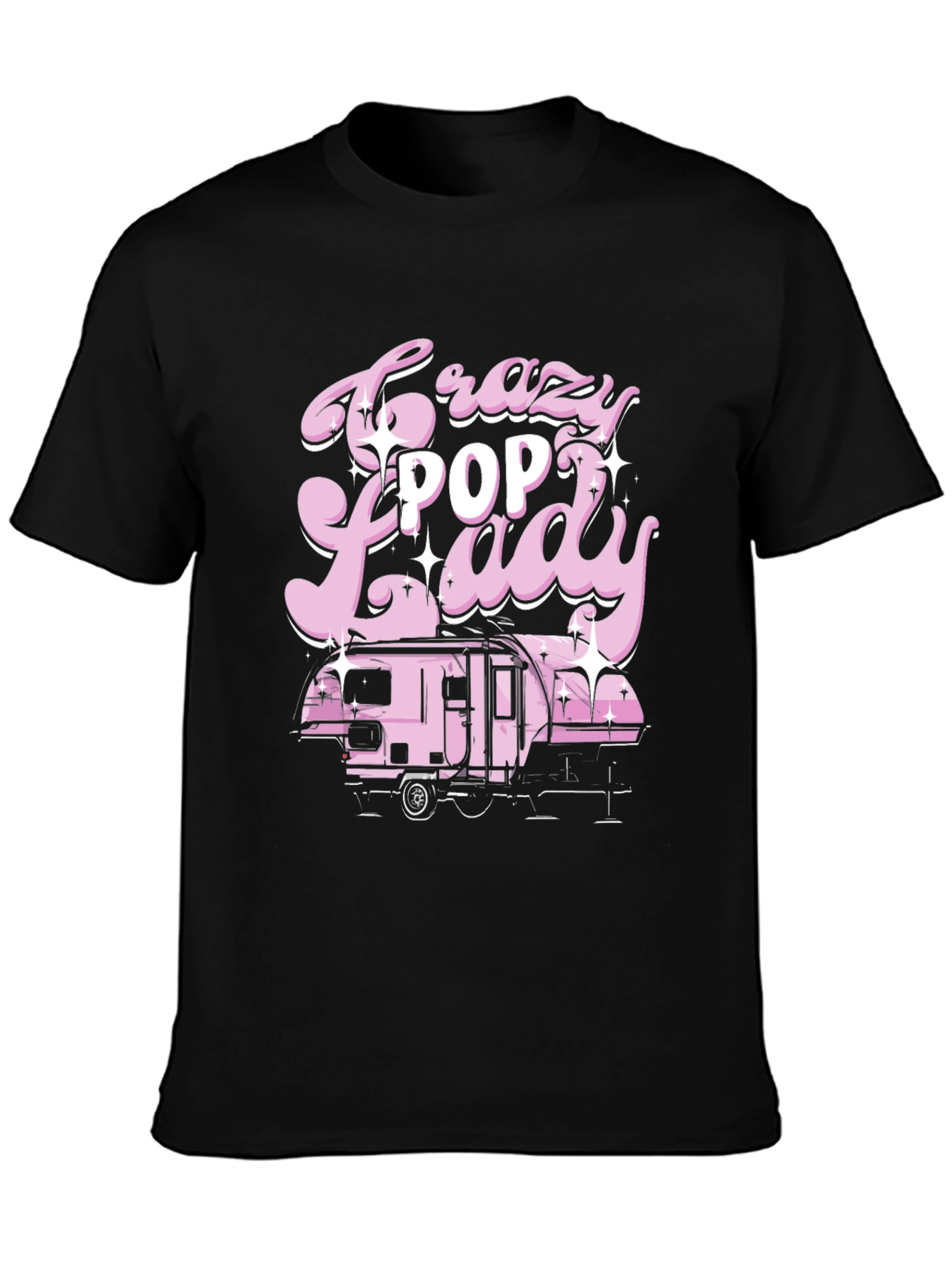 Crazy Pop Lady T-Shirt - Retro Camping Design