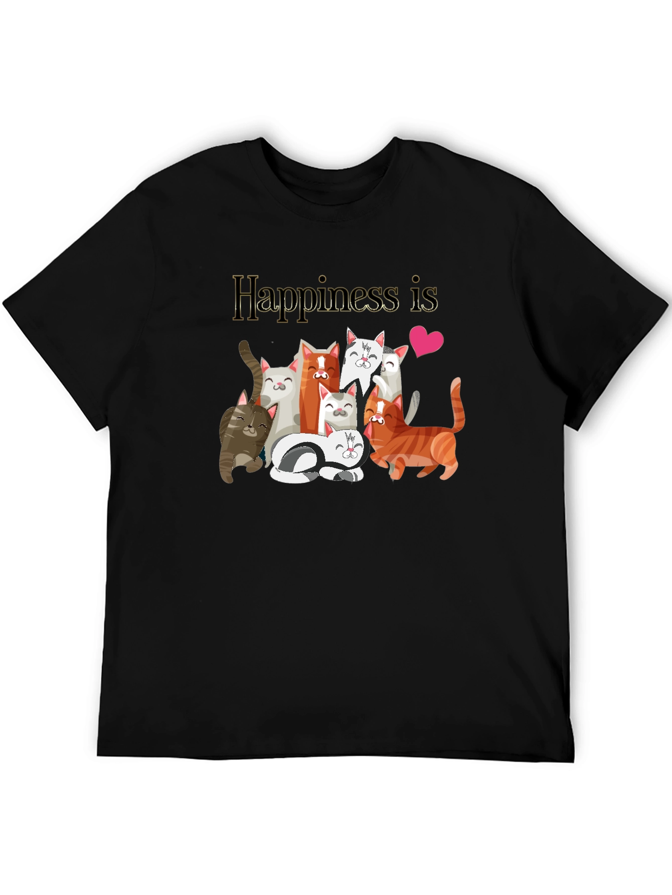 Happiness is Cats Graphic T-Shirt Cat Lover Tee