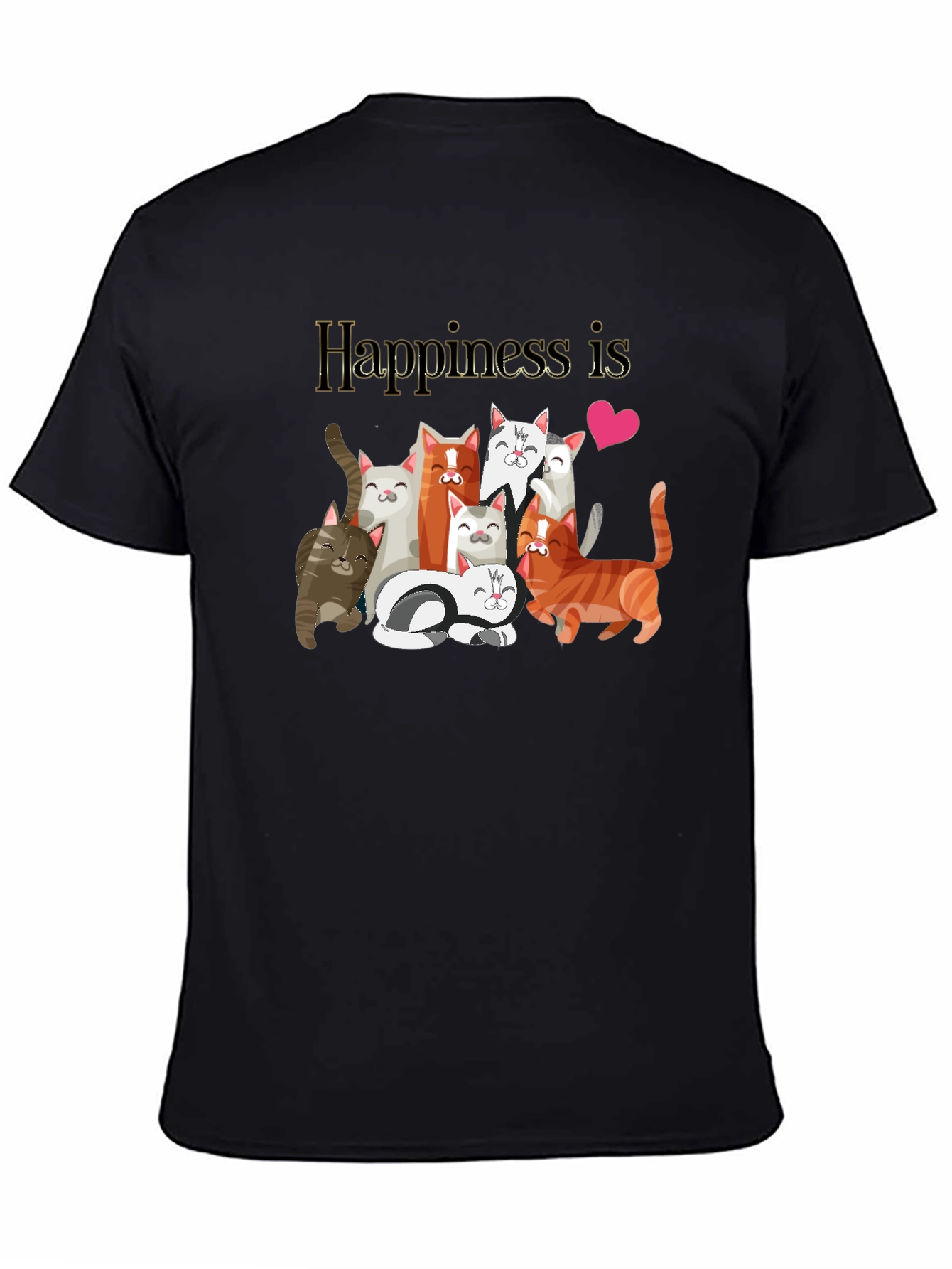 Happiness is Cats Graphic T-Shirt Cat Lover Tee