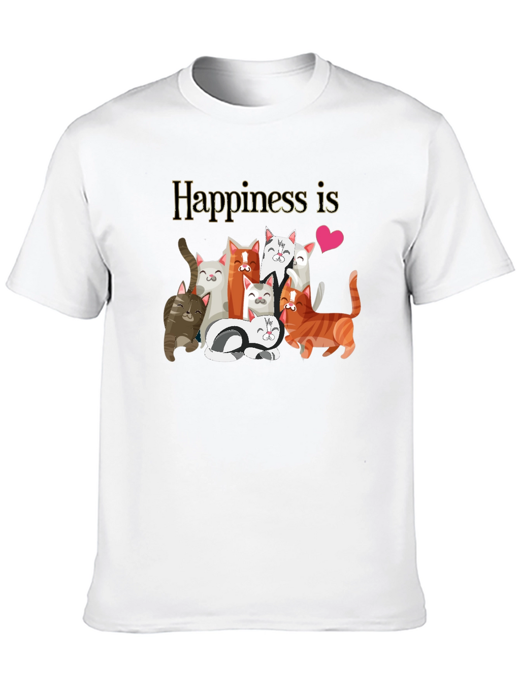 Happiness is Cats Graphic T-Shirt Cat Lover Tee