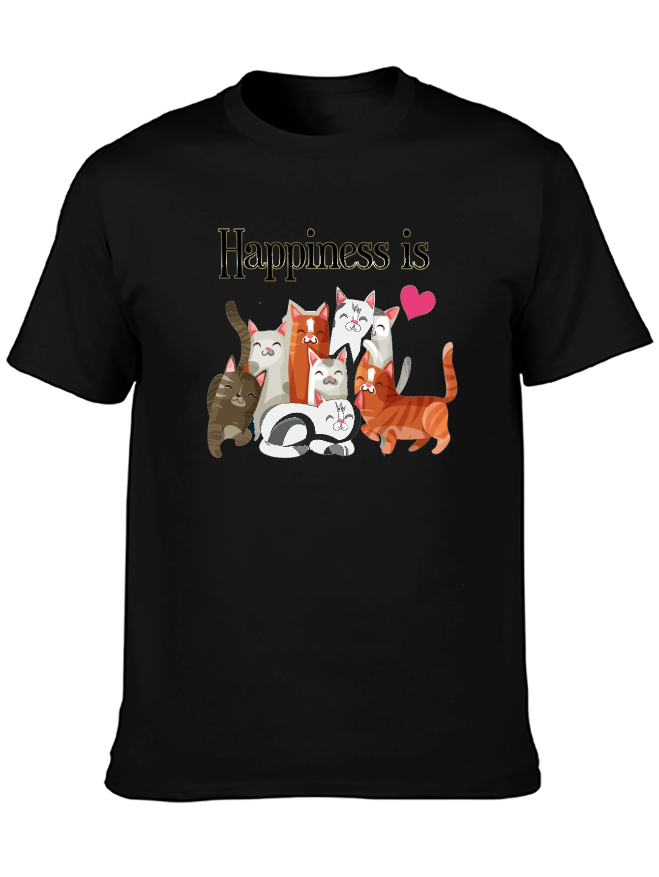 Happiness is Cats Graphic T-Shirt Cat Lover Tee